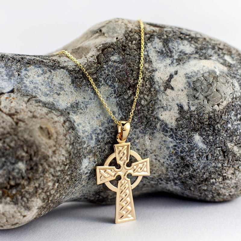 Yellow-Gold-Irish-Celtic-Knot-Cross-Chained-Cropped
